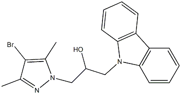 1-(4-bromo-3,5-dimethyl-1H-pyrazol-1-yl)-3-(9H-carbazol-9-yl)-2-propanol Struktur