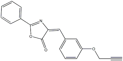 2-phenyl-4-[3-(2-propynyloxy)benzylidene]-1,3-oxazol-5(4H)-one Struktur