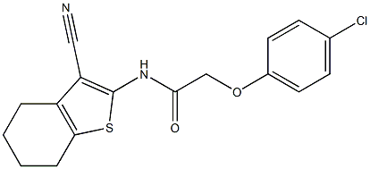 2-(4-chlorophenoxy)-N-(3-cyano-4,5,6,7-tetrahydro-1-benzothien-2-yl)acetamide Struktur