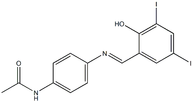 N-{4-[(2-hydroxy-3,5-diiodobenzylidene)amino]phenyl}acetamide Struktur