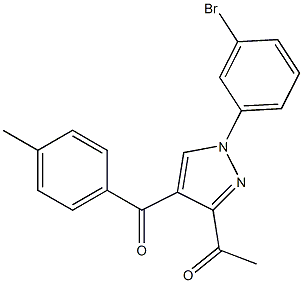 1-[1-(3-bromophenyl)-4-(4-methylbenzoyl)-1H-pyrazol-3-yl]ethanone Struktur