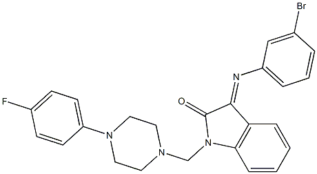 3-[(3-bromophenyl)imino]-1-{[4-(4-fluorophenyl)-1-piperazinyl]methyl}-1,3-dihydro-2H-indol-2-one Struktur