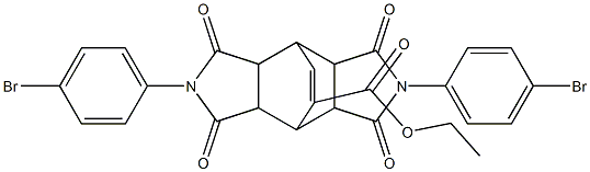 ethyl 4,10-bis(4-bromophenyl)-3,5,9,11-tetraoxo-4,10-diazatetracyclo[5.5.2.0~2,6~.0~8,12~]tetradec-13-ene-13-carboxylate Struktur