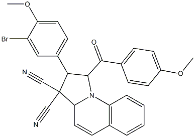 2-(3-bromo-4-methoxyphenyl)-1-(4-methoxybenzoyl)-1,2-dihydropyrrolo[1,2-a]quinoline-3,3(3aH)-dicarbonitrile Struktur