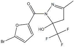 1-(5-bromo-2-furoyl)-3-methyl-5-(trifluoromethyl)-4,5-dihydro-1H-pyrazol-5-ol Struktur