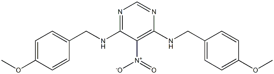 5-nitro-4,6-bis[(4-methoxybenzyl)amino]pyrimidine Struktur