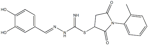 1-(2-methylphenyl)-2,5-dioxo-3-pyrrolidinyl 2-(3,4-dihydroxybenzylidene)hydrazinecarbimidothioate Struktur