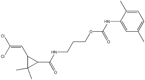 3-({[3-(2,2-dichlorovinyl)-2,2-dimethylcyclopropyl]carbonyl}amino)propyl 2,5-dimethylphenylcarbamate Struktur