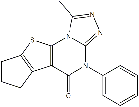 1-methyl-4-phenyl-7,8-dihydro-6H-cyclopenta[4,5]thieno[3,2-e][1,2,4]triazolo[4,3-a]pyrimidin-5(4H)-one Struktur