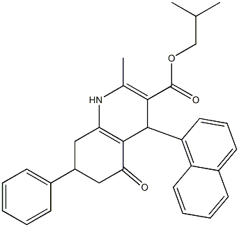 isobutyl 2-methyl-4-(1-naphthyl)-5-oxo-7-phenyl-1,4,5,6,7,8-hexahydro-3-quinolinecarboxylate Struktur