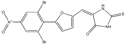 5-[(5-{2,6-dibromo-4-nitrophenyl}-2-furyl)methylene]-2-thioxo-4-imidazolidinone Struktur