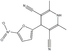 4-{5-nitro-2-furyl}-2,6-dimethyl-1,4-dihydro-3,5-pyridinedicarbonitrile Struktur