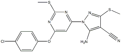 5-amino-1-[6-(4-chlorophenoxy)-2-(methylsulfanyl)-4-pyrimidinyl]-3-(methylsulfanyl)-1H-pyrazole-4-carbonitrile Structure