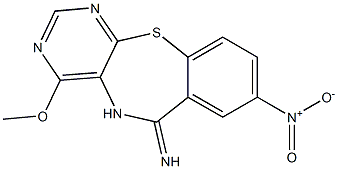 8-nitro-6-imino-4-methoxy-5,6-dihydropyrimido[4,5-b][1,4]benzothiazepine Struktur