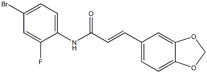 3-(1,3-benzodioxol-5-yl)-N-(4-bromo-2-fluorophenyl)acrylamide Struktur