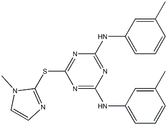 N-[4-[(1-methyl-1H-imidazol-2-yl)sulfanyl]-6-(3-toluidino)-1,3,5-triazin-2-yl]-N-(3-methylphenyl)amine Struktur