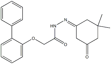 2-([1,1'-biphenyl]-2-yloxy)-N'-(3,3-dimethyl-5-oxocyclohexylidene)acetohydrazide Struktur