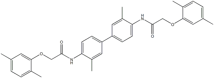 2-(2,5-dimethylphenoxy)-N-(4'-{[2-(2,5-dimethylphenoxy)acetyl]amino}-3,3'-dimethyl[1,1'-biphenyl]-4-yl)acetamide Struktur