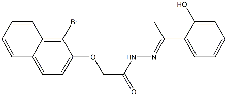 2-[(1-bromo-2-naphthyl)oxy]-N'-[(E)-1-(2-hydroxyphenyl)ethylidene]acetohydrazide Struktur