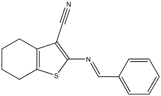 2-{[(E)-phenylmethylidene]amino}-4,5,6,7-tetrahydro-1-benzothiophene-3-carbonitrile Struktur