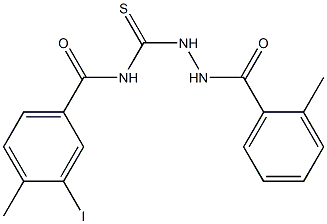 3-iodo-4-methyl-N-{[2-(2-methylbenzoyl)hydrazino]carbothioyl}benzamide Struktur