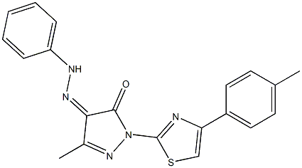 3-methyl-1-[4-(4-methylphenyl)-1,3-thiazol-2-yl]-1H-pyrazole-4,5-dione 4-(N-phenylhydrazone) Struktur