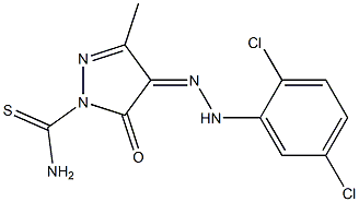 4-[(Z)-2-(2,5-dichlorophenyl)hydrazono]-3-methyl-5-oxo-1H-pyrazole-1(5H)-carbothioamide Struktur