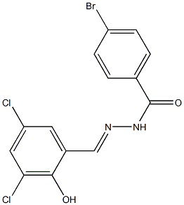 4-bromo-N'-[(E)-(3,5-dichloro-2-hydroxyphenyl)methylidene]benzohydrazide Struktur