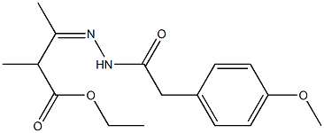 ethyl 3-{(Z)-2-[2-(4-methoxyphenyl)acetyl]hydrazono}-2-methylbutanoate Struktur