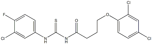 N-(3-chloro-4-fluorophenyl)-N'-[4-(2,4-dichlorophenoxy)butanoyl]thiourea Struktur