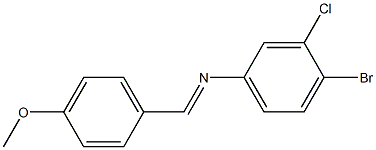 4-bromo-3-chloro-N-[(E)-(4-methoxyphenyl)methylidene]aniline Struktur