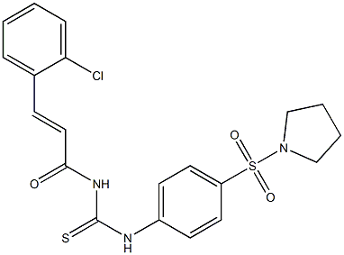 N-[(E)-3-(2-chlorophenyl)-2-propenoyl]-N'-[4-(1-pyrrolidinylsulfonyl)phenyl]thiourea Struktur