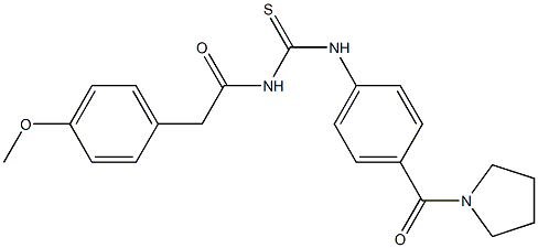 N-[2-(4-methoxyphenyl)acetyl]-N'-[4-(1-pyrrolidinylcarbonyl)phenyl]thiourea Struktur