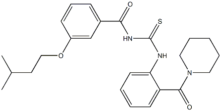 N-[3-(isopentyloxy)benzoyl]-N'-[2-(1-piperidinylcarbonyl)phenyl]thiourea Struktur