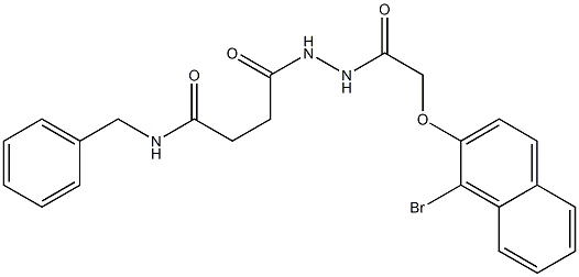 N-benzyl-4-(2-{2-[(1-bromo-2-naphthyl)oxy]acetyl}hydrazino)-4-oxobutanamide Struktur