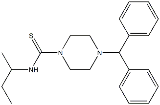 (4-(diphenylmethyl)piperazinyl)((methylpropyl)amino)methane-1-thione Struktur