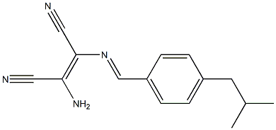 (Z)-2-amino-3-{[(E)-(4-isobutylphenyl)methylidene]amino}-2-butenedinitrile Struktur