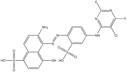 6-Amino-5-[[4-[(5-chloro-2,6-difluoro-4-pyrimidinyl)amino]-2-sulfophenyl]azo]-4-hydroxy-1-naphthalenesulfonic acid Struktur