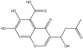 6,7-Dihydroxy-3-(1-hydroxy-3-oxobutyl)-4-oxo-4H-1-benzopyran-5-carboxylic acid Struktur