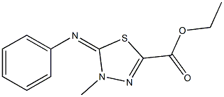 4-Methyl-4,5-dihydro-5-(phenylimino)-1,3,4-thiadiazole-2-carboxylic acid ethyl ester Struktur