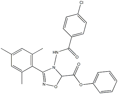 4,5-Dihydro-3-(2,4,6-trimethylphenyl)-4-(4-chlorobenzoylamino)-5-phenyl-1,2,4-oxadiazole-5-carboxylic acid Struktur