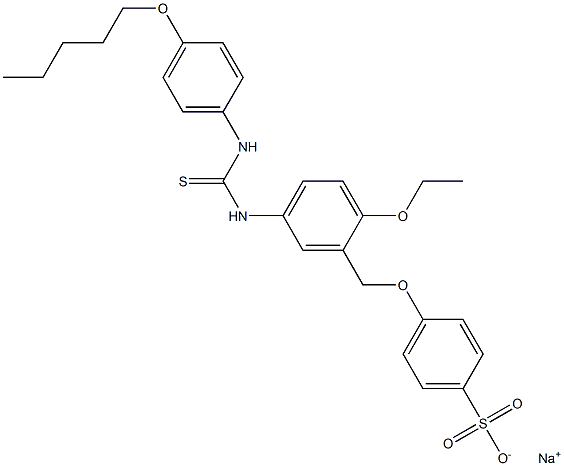 p-[[5-[3-[p-(Pentyloxy)phenyl]thioureido]-2-ethoxyphenyl]methoxy]benzenesulfonic acid sodium salt Struktur