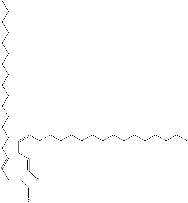 3-(2-Octadecenyl)-4-(3-nonadecen-1-ylidene)oxetan-2-one Struktur