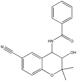 4-Benzoylamino-3,4-dihydro-3-hydroxy-2,2-dimethyl-2H-1-benzopyran-6-carbonitrile Struktur