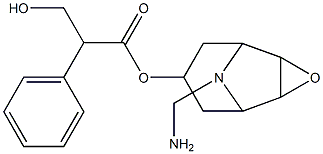 3-Hydroxy-2-phenylpropionic acid 9-aminomethyl-3-oxa-9-azatricyclo[3.3.1.02,4]nonan-7-yl ester Struktur