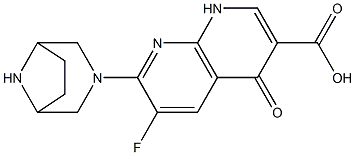 6-Fluoro-1,4-dihydro-4-oxo-7-(3,8-diazabicyclo[3.2.1]octan-3-yl)-1,8-naphthyridine-3-carboxylic acid Struktur