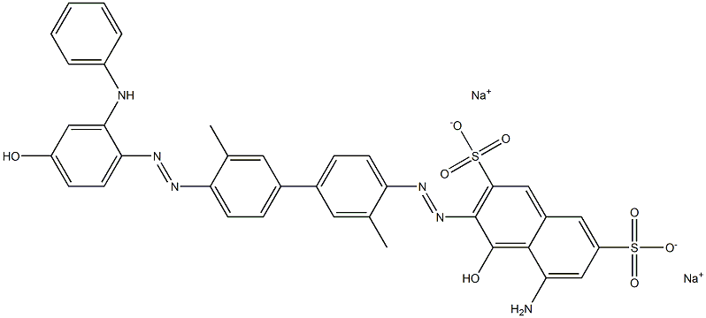 5-Amino-4-hydroxy-3-[[4'-[[4-hydroxy-2-(phenylamino)phenyl]azo]-3,3'-dimethyl-1,1'-biphenyl-4-yl]azo]naphthalene-2,7-disulfonic acid disodium salt Struktur