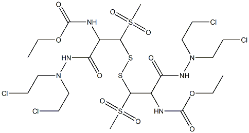 3,3'-Dithiobis[N',N'-bis(2-chloroethyl)-2-ethoxycarbonylamino-3-methylsulfonylpropionic acid hydrazide] Struktur