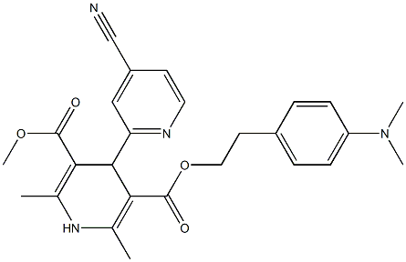 2,6-Dimethyl-4-(4-cyano-2-pyridyl)-1,4-dihydropyridine-3,5-dicarboxylic acid 3-methyl 5-[2-[4-dimethylaminophenyl]ethyl] ester Struktur