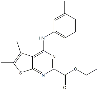 5,6-Dimethyl-4-(3-methylphenylamino)thieno[2,3-d]pyrimidine-2-carboxylic acid ethyl ester Struktur